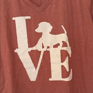 Dachshund Rust and White Love Dog V-Neck Tee